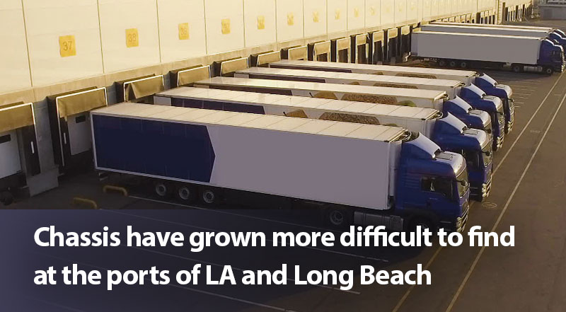 Chassis have grown more difficult to find at the ports of Los Angeles and Long Beach, Ca